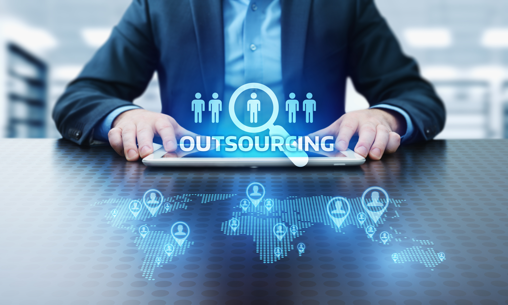 businessman looking for customer service outsourcing companies