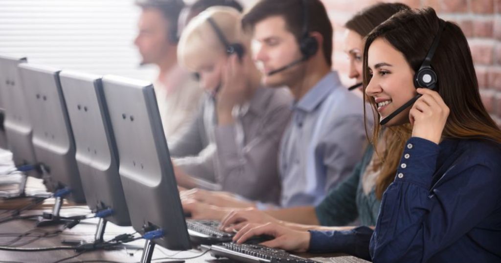female customer service agent working in a call center