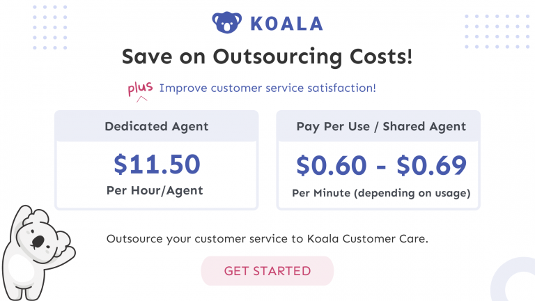Koala image - customer services outsourcing cost